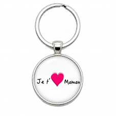 Porte-clé "Je t’aime Maman" Cœur Rose Cadeau Fête des Mères pour la Création de Bijoux Fantaisie - DIY