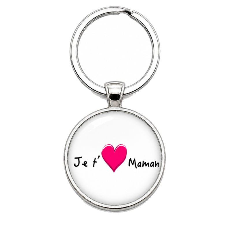 Porte-clé "Je t’aime Maman" Cœur Rose Cadeau Fête des Mères