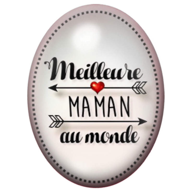 Cabochon en Verre Illustré Meilleure Maman au Monde 13x18, 18x25 ou 30x40mm
