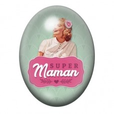 Cabochon en Verre Illustré Super Maman Vintage 13x18 ou 18x25mm pour la création de bijoux fantaisie - DIY