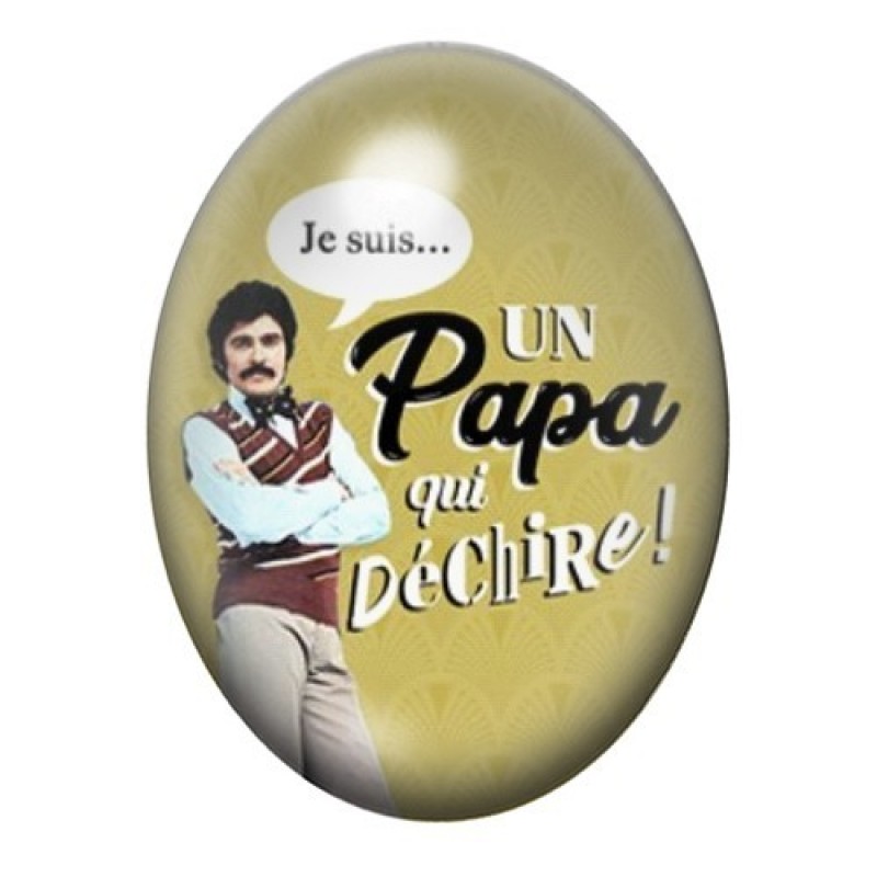 Cabochon en Verre Illustré "Papa qui Déchire" 13x18 ou 18x25mm