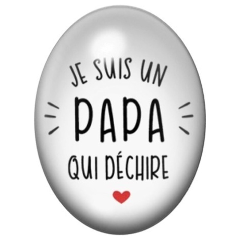 Cabochon en Verre Illustré Papa qui Déchire Minimaliste 13x18 ou 18x25mm
