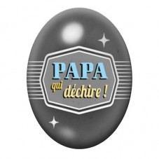 Cabochon en Verre Illustré Papa qui Déchire Emblème Noir 13x18 ou 18x25mm pour la création de bijoux fantaisie - DIY