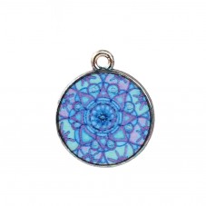 Breloque Médaille Mandala en Émail Métal Doré 21x13mm