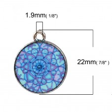 Breloque Médaille Mandala en Émail Métal Doré 21x13mm