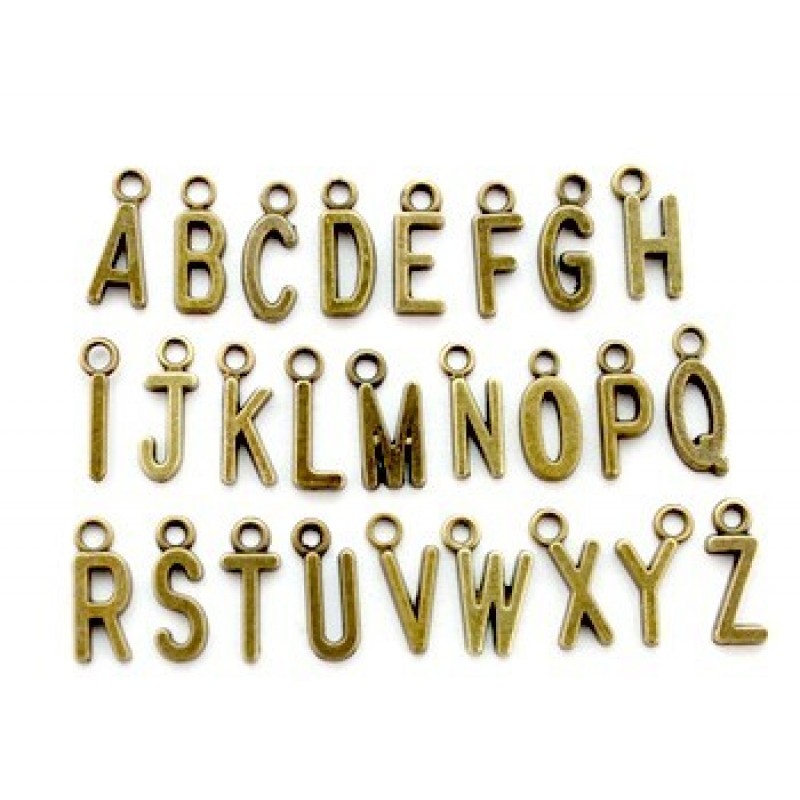 26 Breloques Lettres Alphabet Complet Bronze 16mm