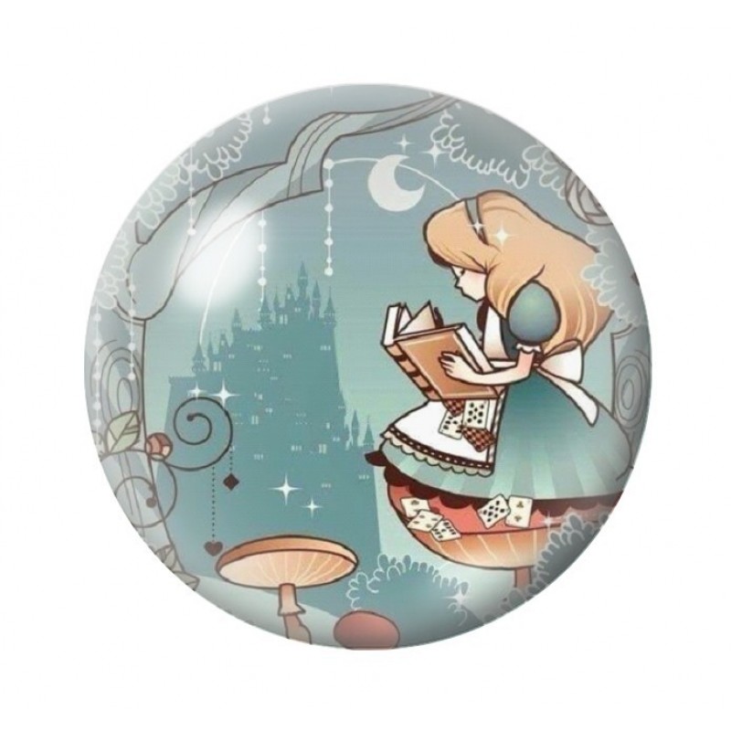 Cabochon en Verre Illustré Alice au Pays des Merveilles 12 à 25mm