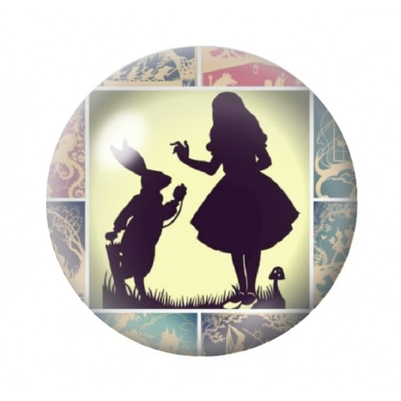 Cabochon en Verre Illustré Alice au Pays des Merveilles 12 à 25mm