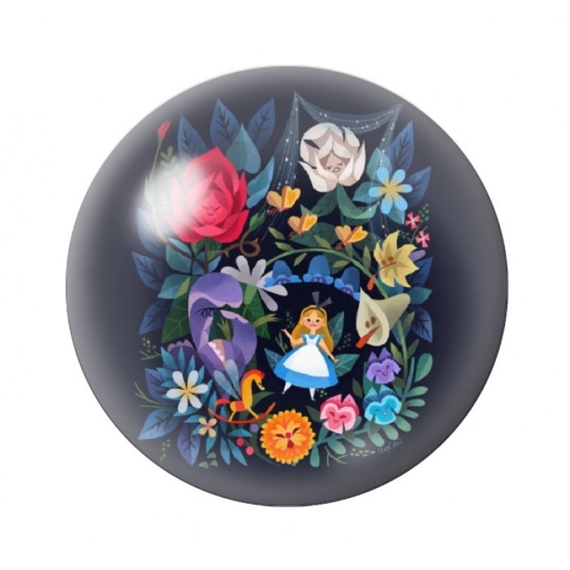 Cabochon en Verre Illustré Alice au Pays des Merveilles 12 à 25mm