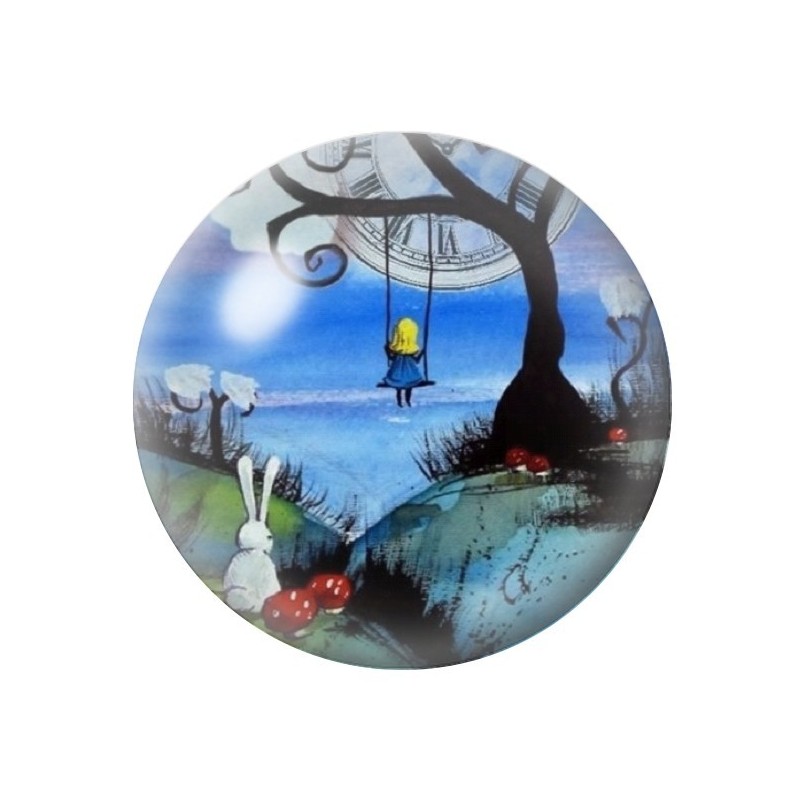Cabochon en Verre Illustré Alice au Pays des Merveilles 12 à 25mm