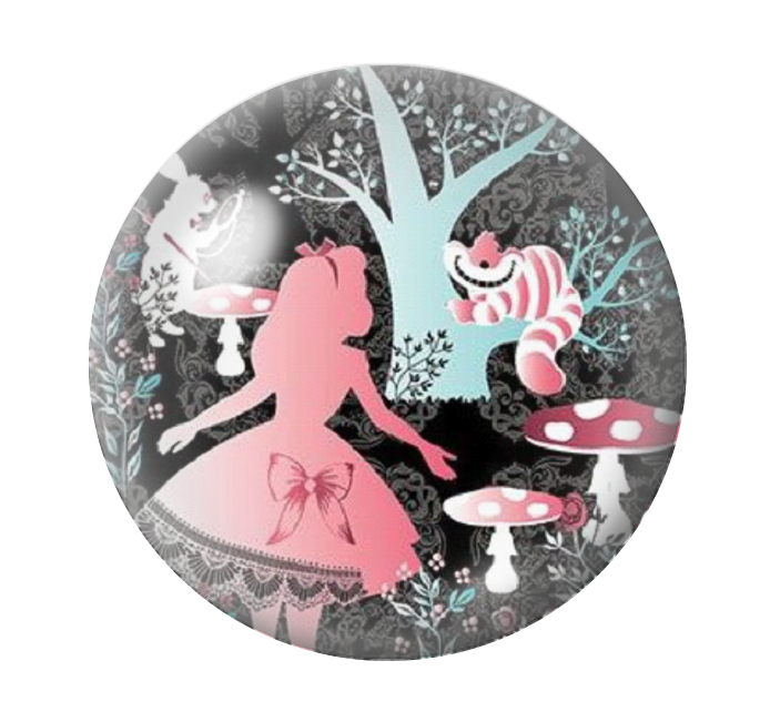 Cabochon en Verre Illustré Alice au Pays des Merveilles 12 à 25mm