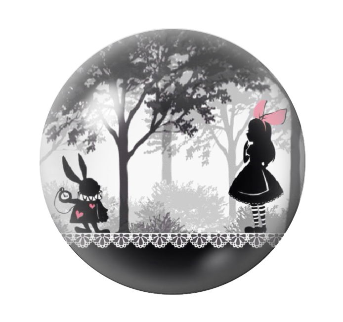 Cabochon en Verre Illustré Alice au Pays des Merveilles 12 à 25mm