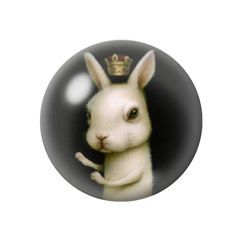 Cabochon en Verre Illustré Lapin Alice au Pays des Merveilles 12 à 25mm