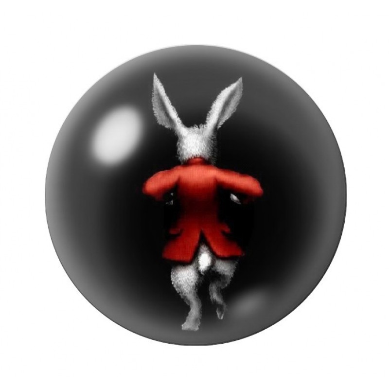 Cabochon en Verre Illustré Lapin Alice au Pays des Merveilles 12 à 25mm