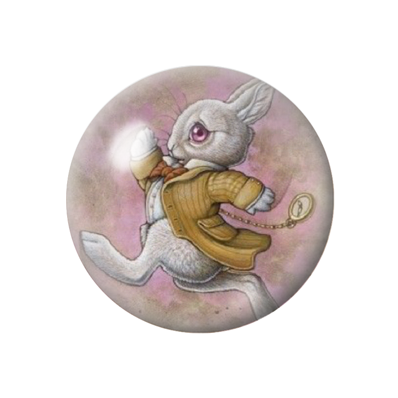 Cabochon en Verre Illustré Lapin Alice au Pays des Merveilles 12 à 25mm