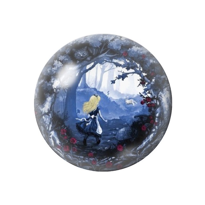 Cabochon en Verre Illustré Alice au Pays des Merveilles 12 à 25mm