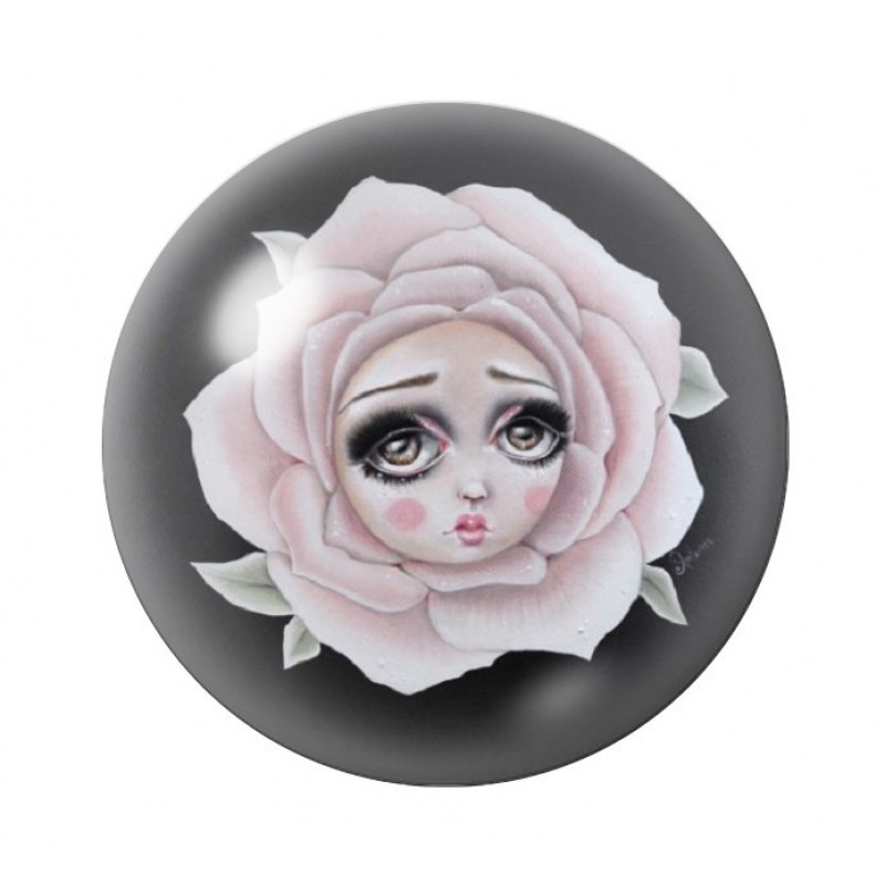 Cabochon en Verre Illustré Fleur Alice au Pays des Merveilles 12 à 25mm