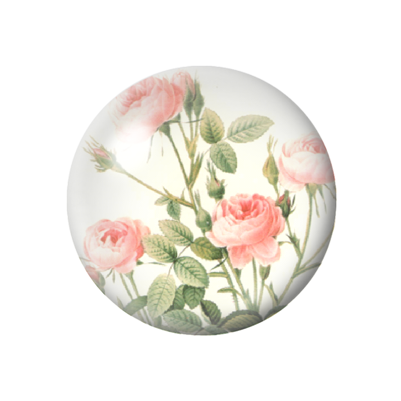 Cabochon en Verre Illustré Fleurs Roses 12 à 25mm
