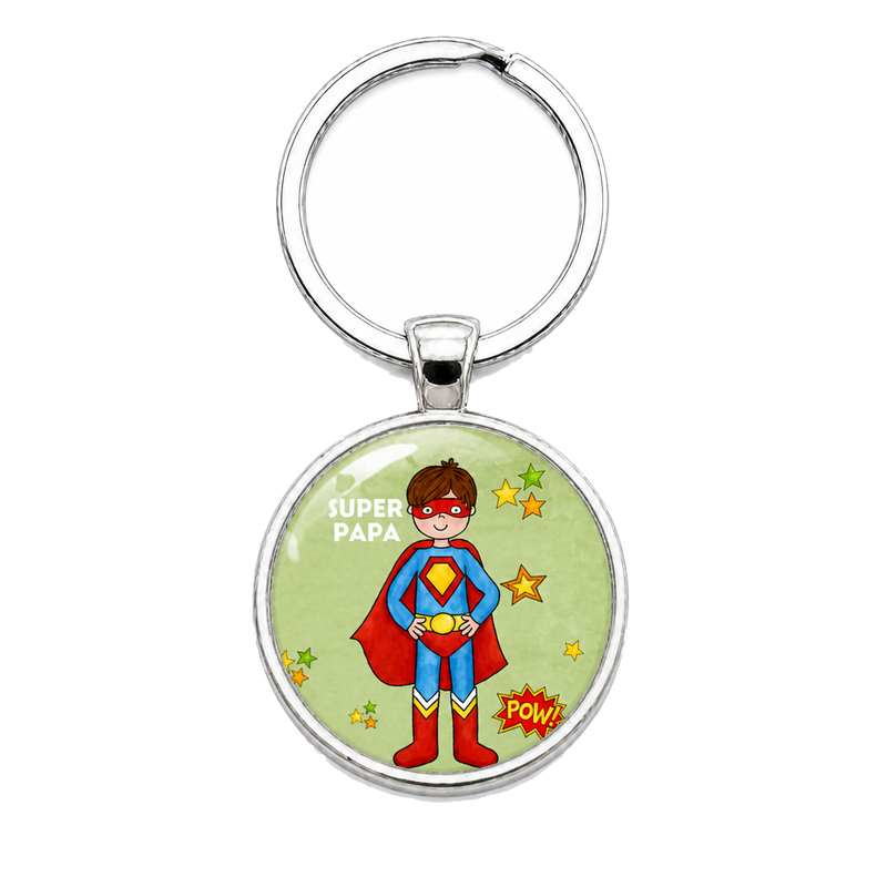 Porte-clé "Super Papa" Héros Cadeau Fête des Pères