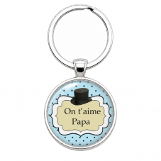 Porte-clé "On t’aime Papa" Chapeau Cadeau Fête des Pères pour la Création de Bijoux Fantaisie - DIY