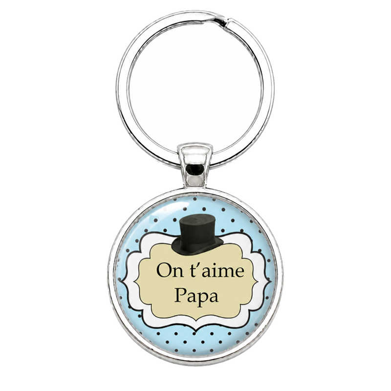 Porte-clé "On t’aime Papa" Chapeau Cadeau Fête des Pères