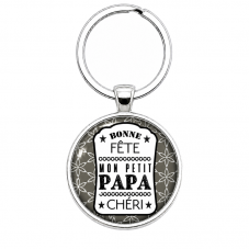 Porte-clé "Bonne Fête Papa Chéri" Floral Cadeau Fête des Pères pour la Création de Bijoux Fantaisie - DIY