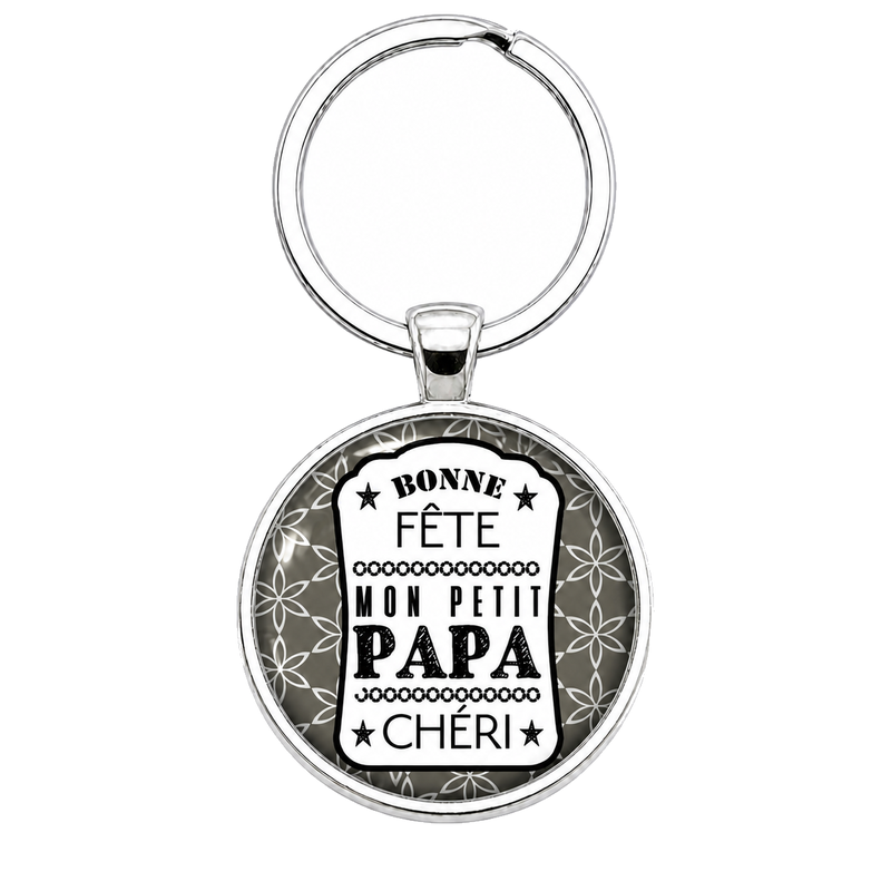 Porte-clé "Bonne Fête Papa Chéri" Floral Cadeau Fête des Pères