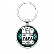 Porte-clé "Bonne Fête Papa Chéri" Tartan Cadeau Fête des Pères pour la Création de Bijoux Fantaisie - DIY