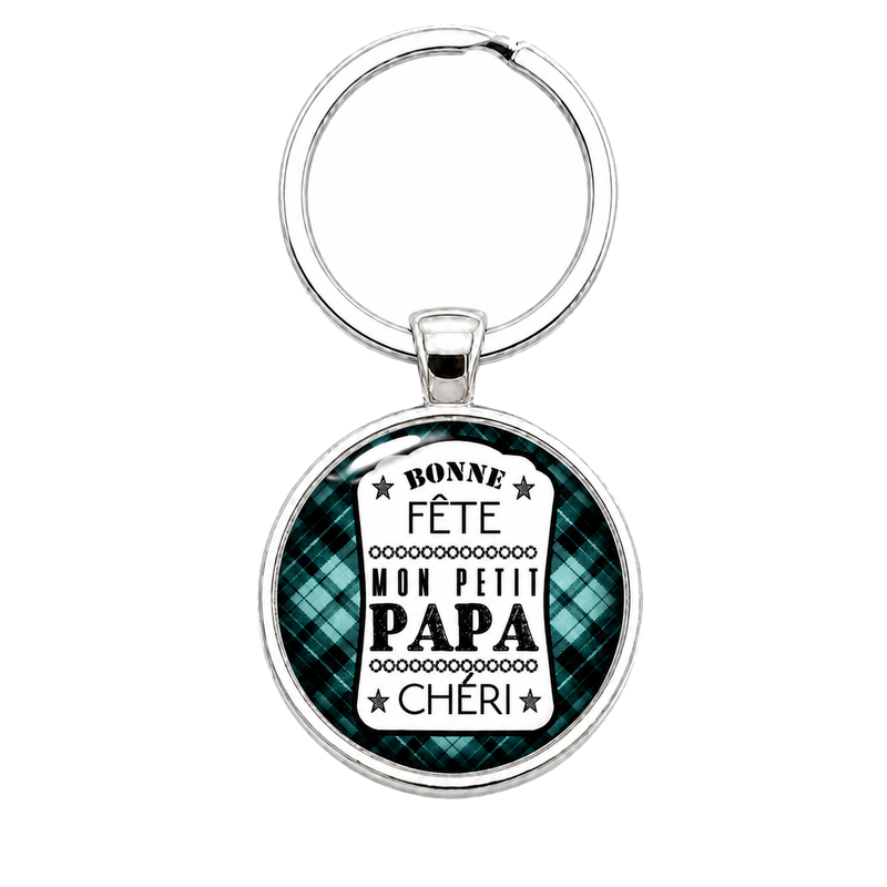 Porte-clé "Bonne Fête Papa Chéri" Tartan Cadeau Fête des Pères