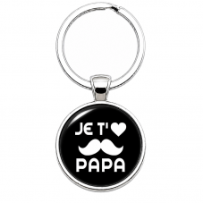 Porte-clé "Je t’aime Papa" Moustache Cadeau Fête des Pères pour la Création de Bijoux Fantaisie - DIY