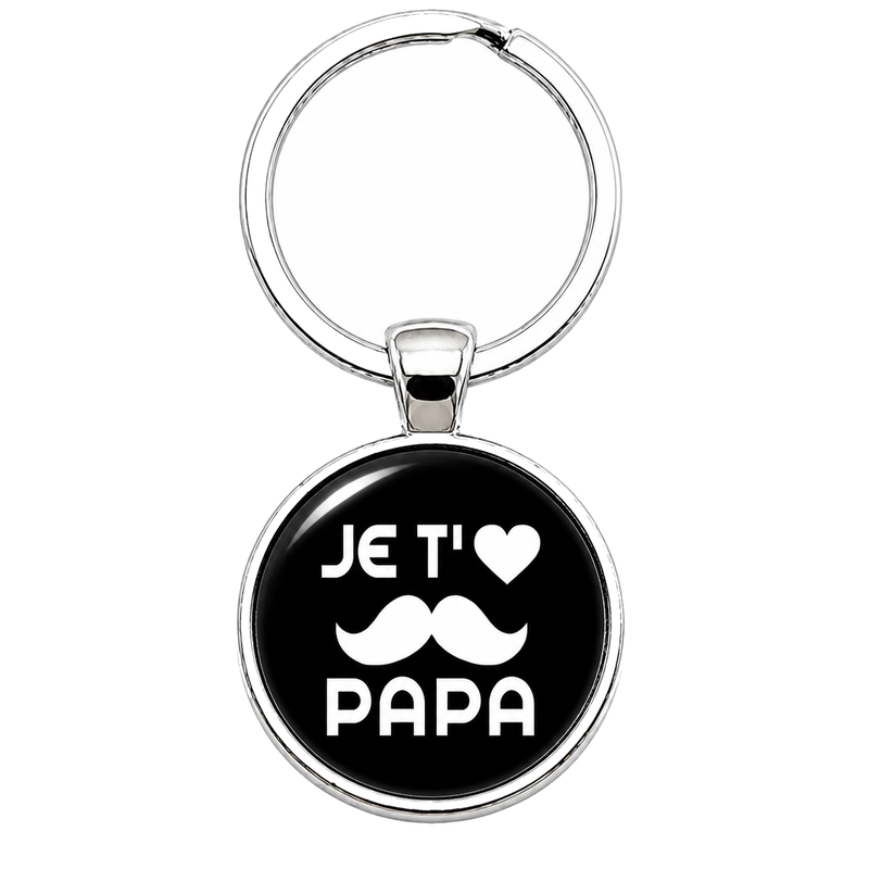 Porte-clé "Je t’aime Papa" Moustache Cadeau Fête des Pères
