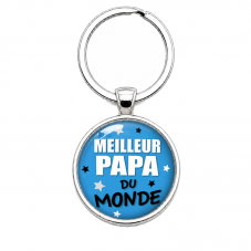 Porte-clé "Meilleur Papa du Monde" Bleu Cadeau Fête des Pères pour la Création de Bijoux Fantaisie - DIY