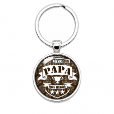 Porte-clé "Papa mon Héros" Vintage Cadeau Fête des Pères pour la Création de Bijoux Fantaisie - DIY