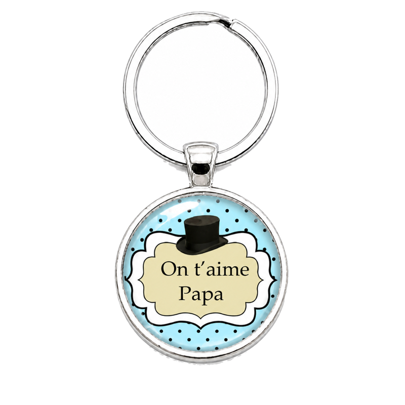 Porte-clé "On t’aime Papa" Chapeau Cadeau Fête des Pères