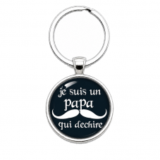 Porte-clé "Papa qui Déchire" Moustache Cadeau Fête des Pères pour la Création de Bijoux Fantaisie - DIY