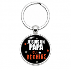 Porte-clé "Papa qui Déchire" Noir et Rouge Cadeau Fête des Pères pour la Création de Bijoux Fantaisie - DIY