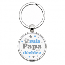 Porte-clé "Papa qui Déchire" Étoiles Bleues Cadeau Fête des Pères pour la Création de Bijoux Fantaisie - DIY