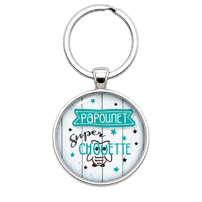 Porte-clé "Papounet Super Chouette" Cadeau Fête des Pères