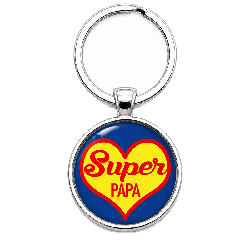 Porte-clé "Super Papa" Cœur Cadeau Fête des Pères