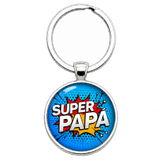 Porte-clé "Super Papa" Bande Dessinée Cadeau Fête des Pères pour la Création de Bijoux Fantaisie - DIY