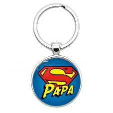 Porte-clé "Super Papa" Emblème Cadeau Fête des Pères pour la Création de Bijoux Fantaisie - DIY