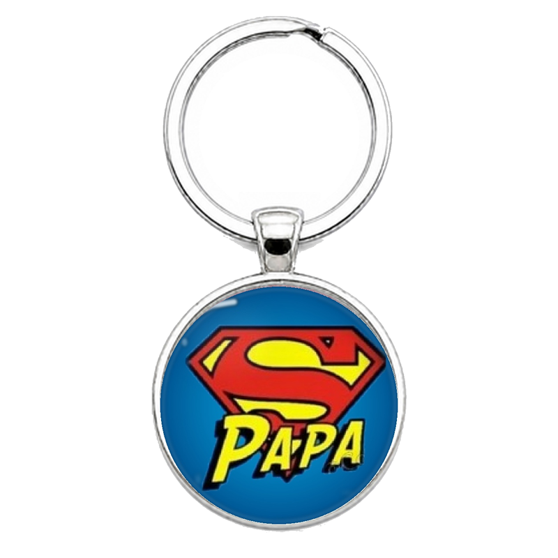 Porte-clé "Super Papa" Emblème Cadeau Fête des Pères