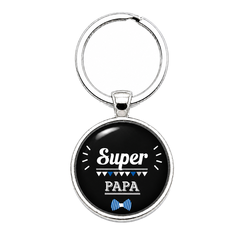Porte-clé "Super Papa" Nœud Papillon Cadeau Fête des Pères