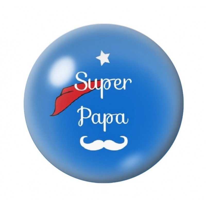 Cabochon en Verre Illustré "Super Papa" 12 à 25mm
