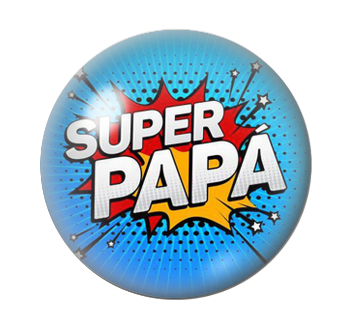 Cabochon en Verre Illustré "Super Papa" 12 à 25mm