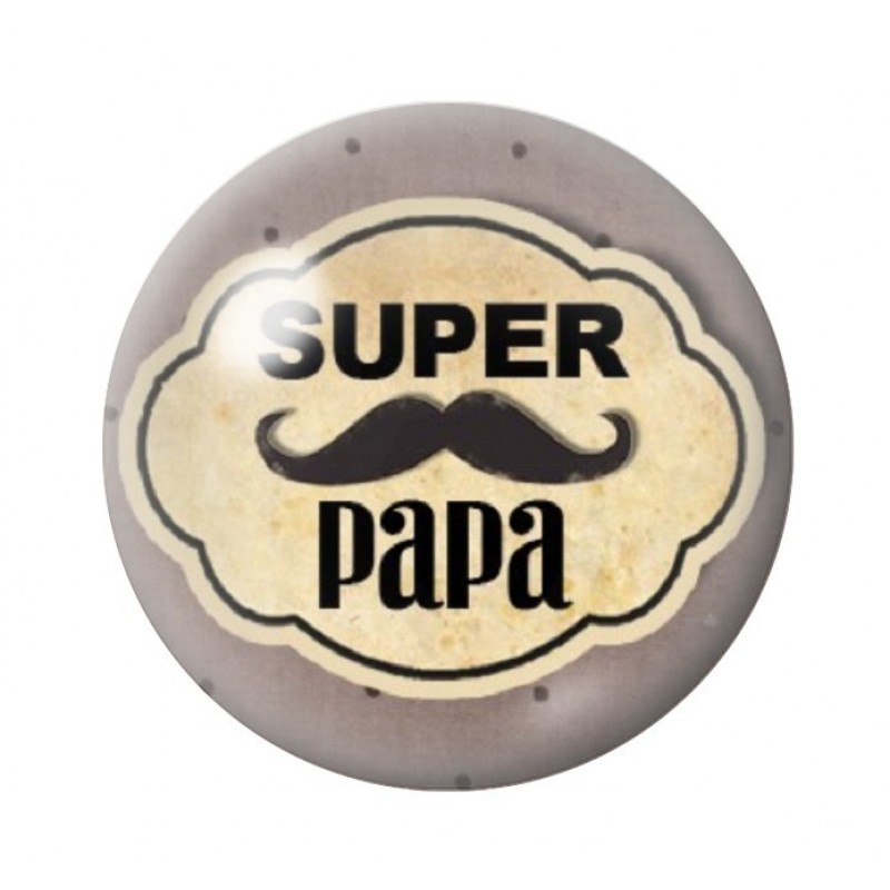 Cabochon en Verre Illustré "Super Papa" 12 à 25mm
