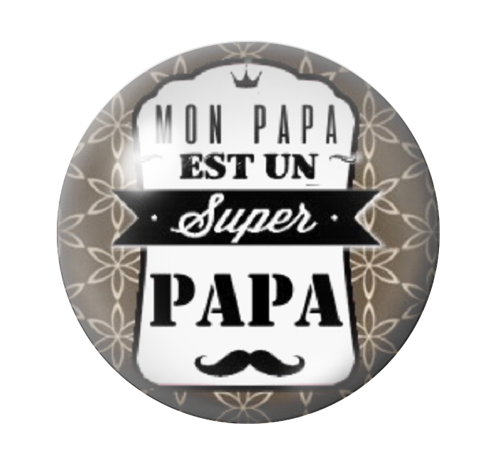 Cabochon en Verre Illustré "Super Papa" 12 à 25mm