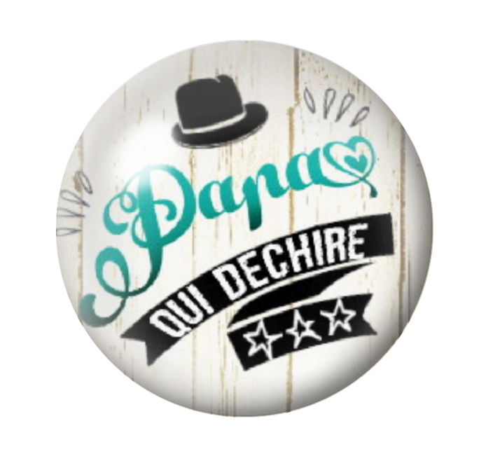 Cabochon en Verre Illustré "Papa qui Déchire" 12 à 25mm
