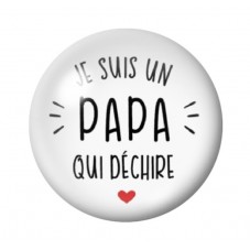 Cabochon en Verre Illustré "Papa qui Déchire" 12 à 25mm