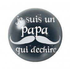 Cabochon en Verre Illustré "Papa qui Déchire" 12 à 25mm